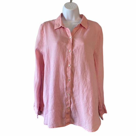 J. Jill Tops - J. Jill Love Linen Button down Blouse Medium Pink